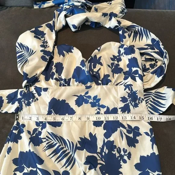 SOLD Women’s Summer Floral Halter Neck Maxi Dress with Ruffles Size L NWOT - Picture 9 of 13